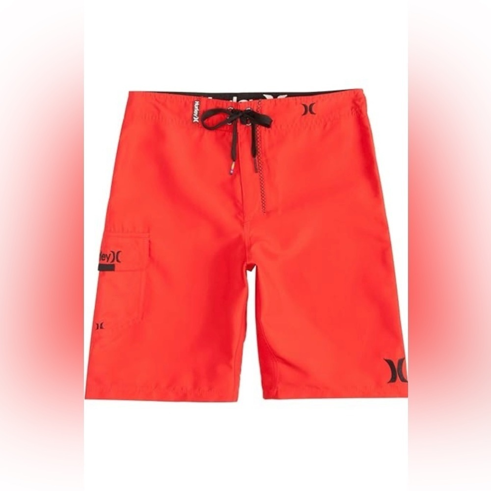 Hurley red and black board shorts